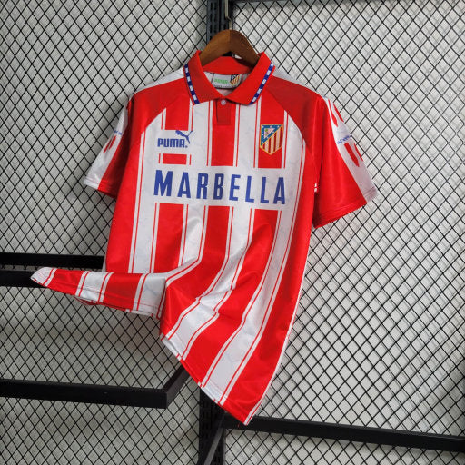 Camisa Atlético de Madrid Home 1995/96 Retrô - Branca e Vermelha | Torcedor