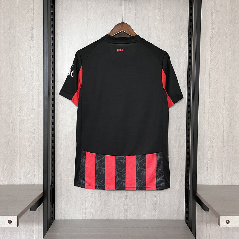 Camisa Milan Home 25/26 - Preta e Vermelha | Torcedor