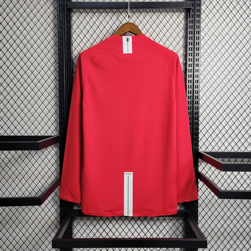 Camisa Manchester United Home 07/08 Retrô Manga Longa - Vermelha | Torcedor