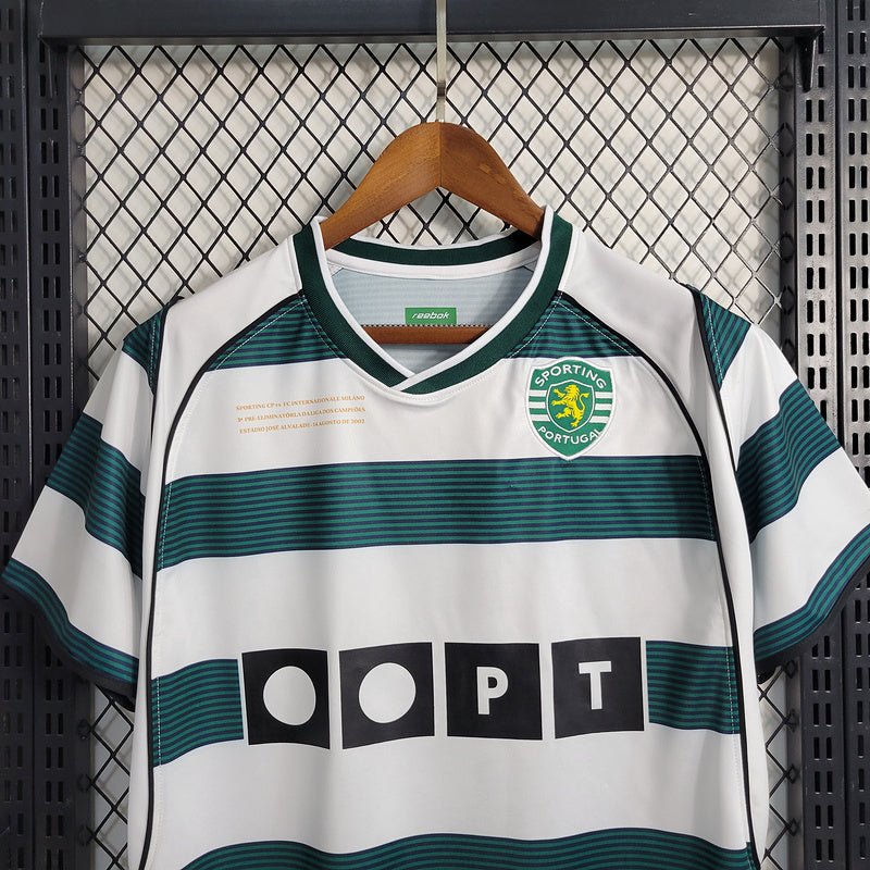 Camisa Sporting Home 2001/03 Retrô - Verde e Branca | Torcedor