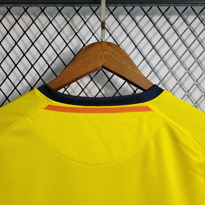 Camisa Barcelona Away 2008/09 Retrô Manga Longa - Amarela | Torcedor