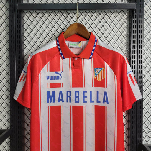Camisa Atlético de Madrid Home 1995/96 Retrô - Branca e Vermelha | Torcedor