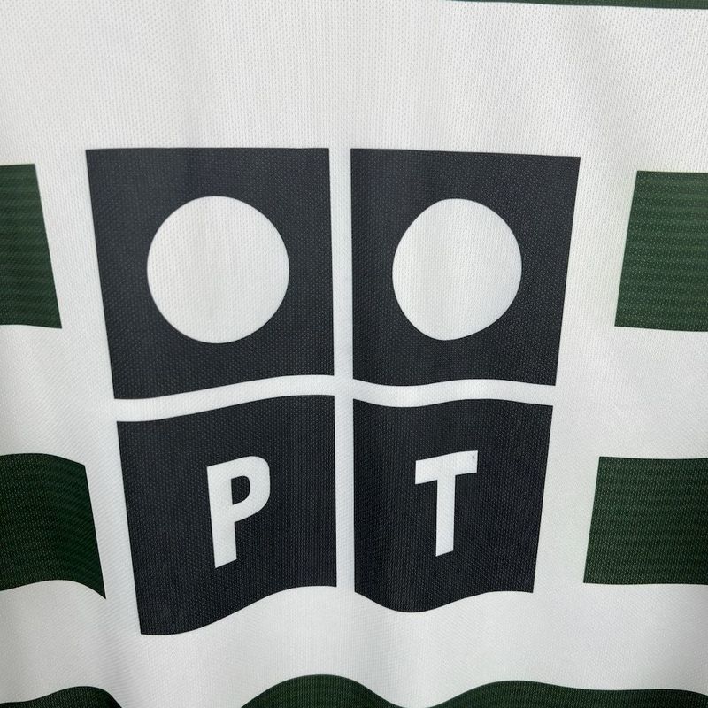 Camisa Sporting Home 2001/03 Retrô Manga Longa - Verde e Branca | Torcedor