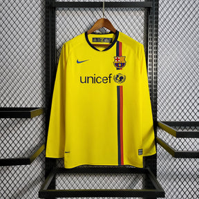 Camisa Barcelona Away 2008/09 Retrô Manga Longa - Amarela | Torcedor