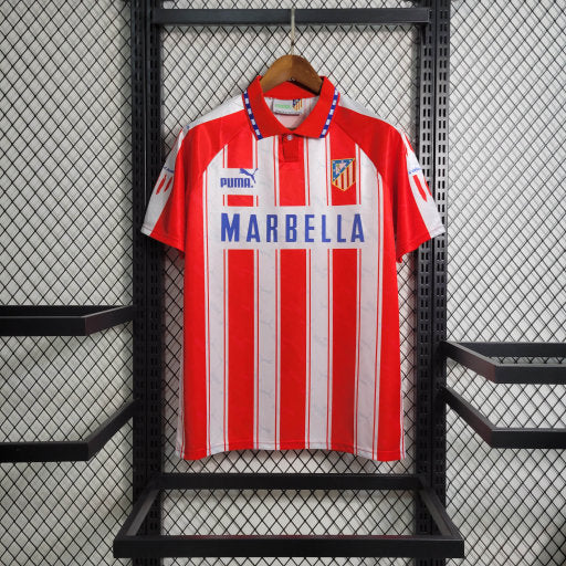 Camisa Atlético de Madrid Home 1995/96 Retrô - Branca e Vermelha | Torcedor