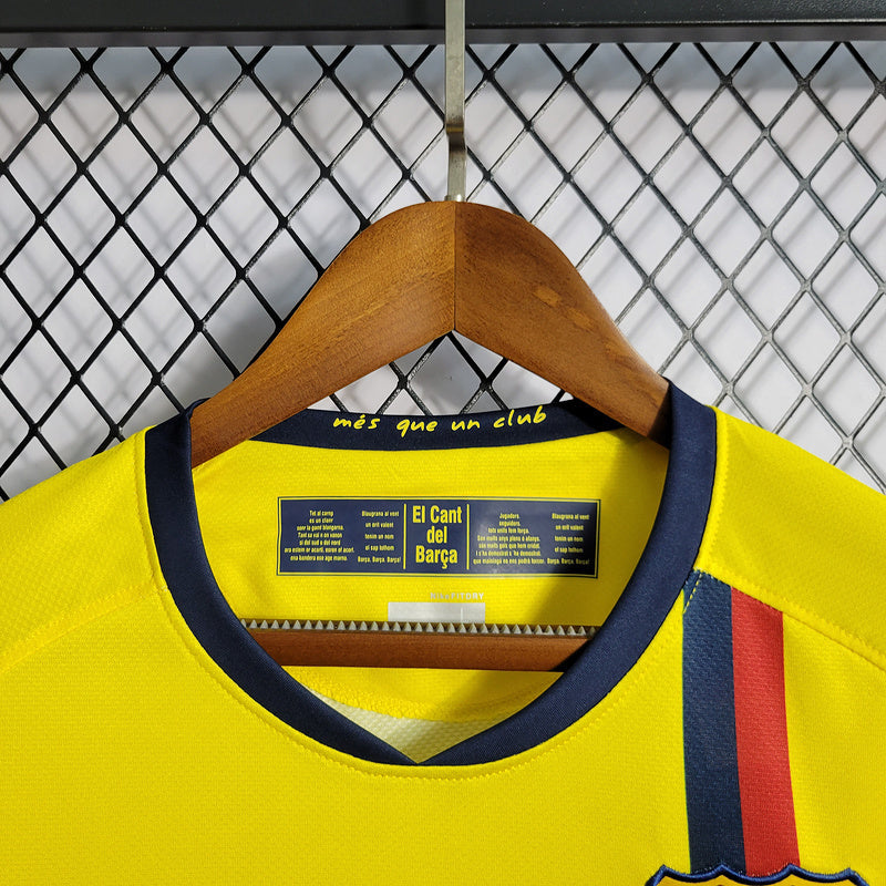 Camisa Barcelona Away 2008/09 Retrô Manga Longa - Amarela | Torcedor