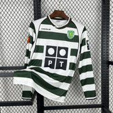 Camisa Sporting Home 2001/03 Retrô Manga Longa - Verde e Branca | Torcedor