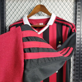 Camisa Milan Home 09/10 Retrô Manga Longa - Vermelha e Preta | Torcedor - FutNews