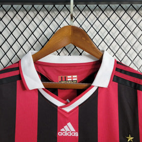 Camisa Milan Home 09/10 Retrô Manga Longa - Vermelha e Preta | Torcedor - FutNews