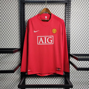 Camisa Manchester United Home 07/08 Retrô Manga Longa - Vermelha | Torcedor