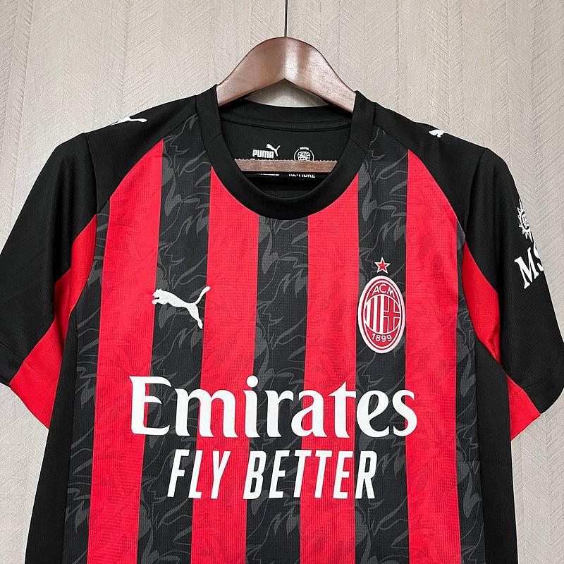 Camisa Milan Home 25/26 - Preta e Vermelha | Torcedor