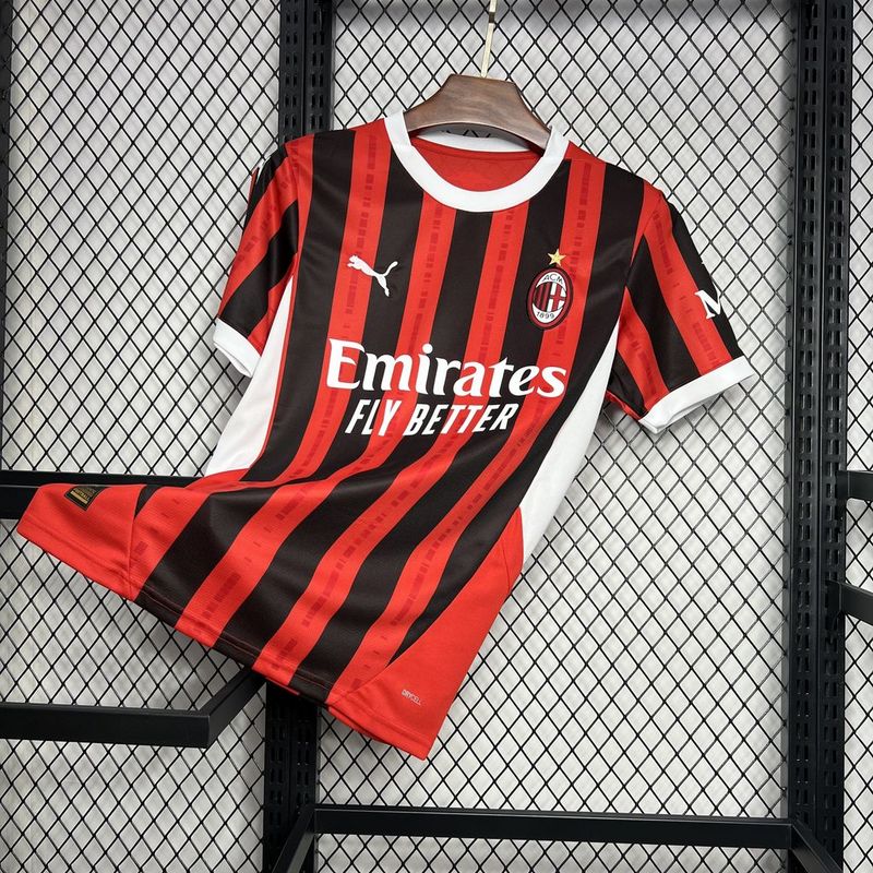 Camisa Milan Home 24/25 - Preta e Vermelha | Torcedor