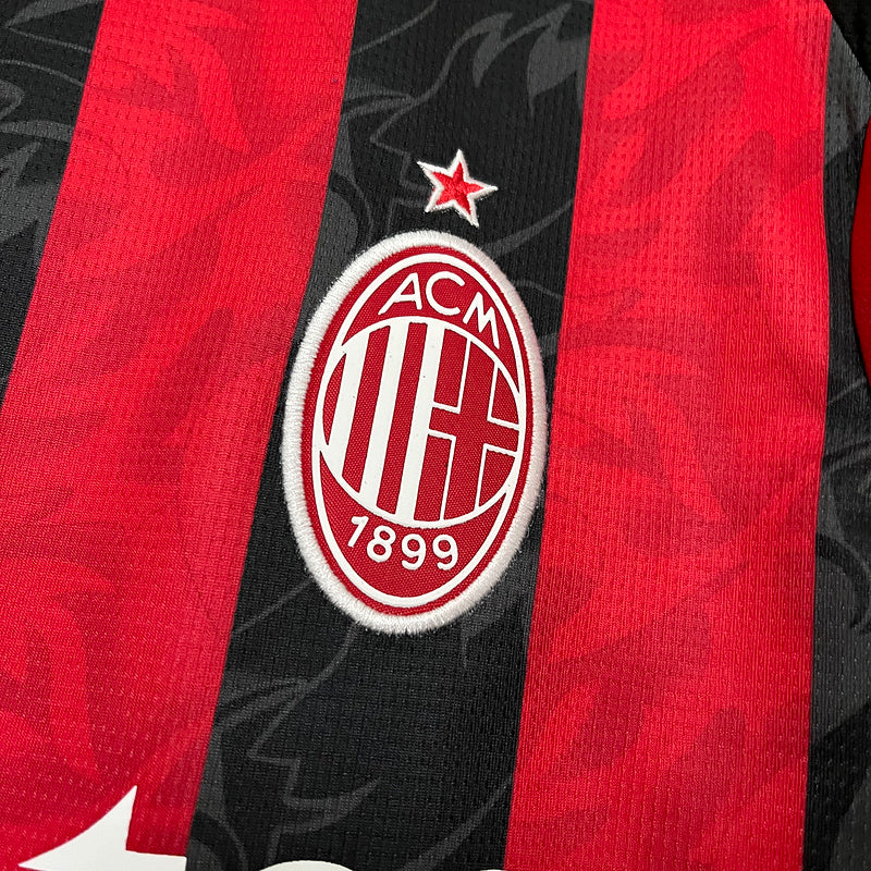 Camisa Milan Home 25/26 - Preta e Vermelha | Torcedor
