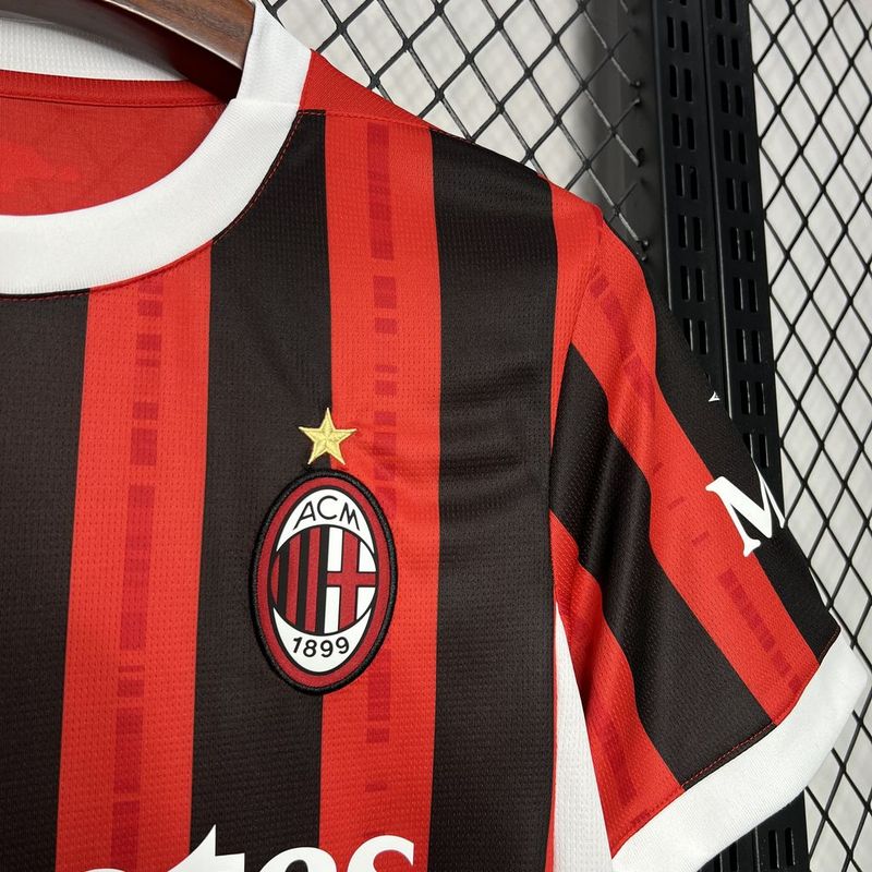 Camisa Milan Home 24/25 - Preta e Vermelha | Torcedor
