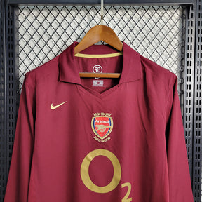 Camisa Arsenal Home Manga Longa 05/06 Retrô - Vinho | Torcedor
