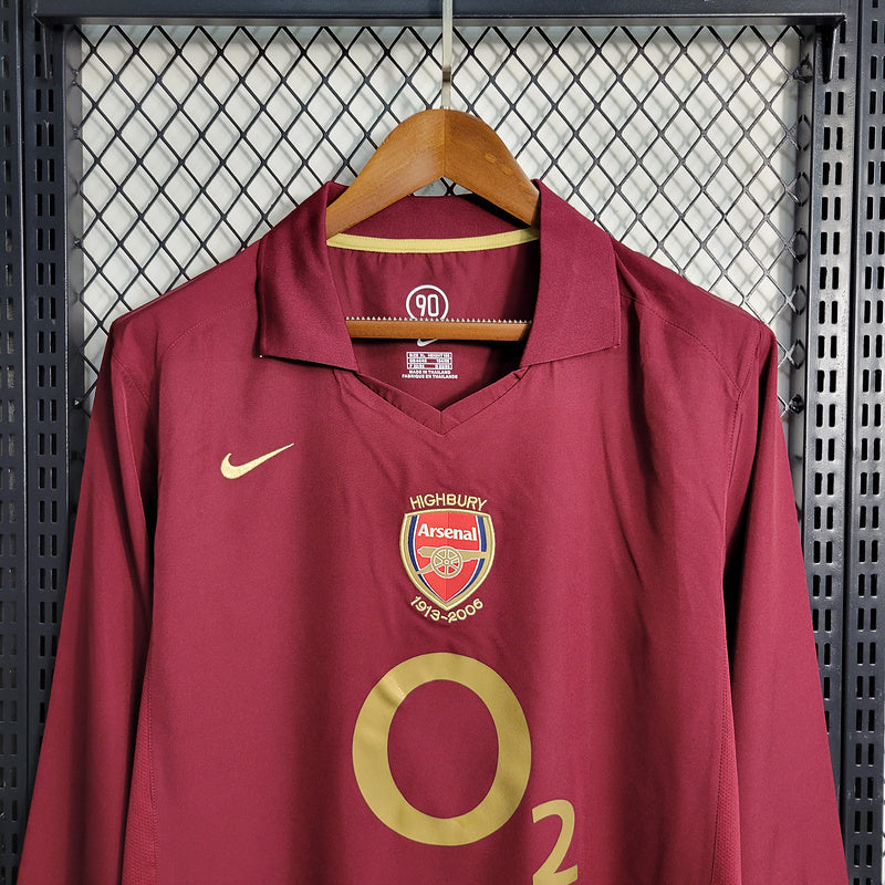 Camisa Arsenal Home Manga Longa 05/06 Retrô - Vinho | Torcedor