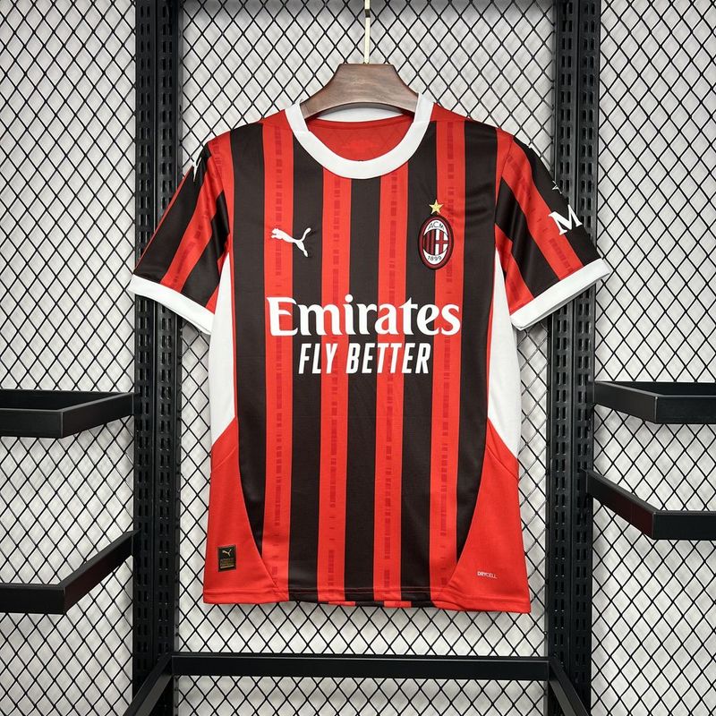 Camisa Milan Home 24/25 - Preta e Vermelha | Torcedor