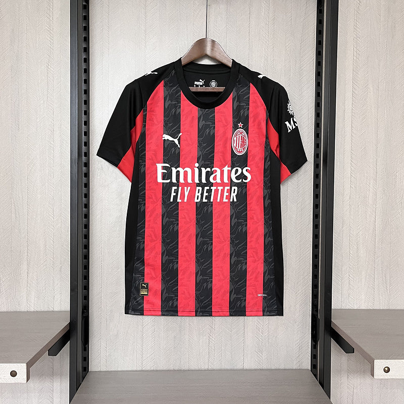 Camisa Milan Home 25/26 - Preta e Vermelha | Torcedor