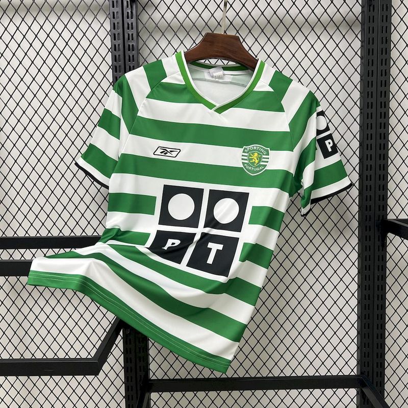 Camisa Sporting Home 2003/04 Retrô - Verde e Branca | Torcedor